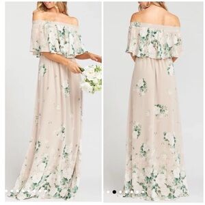 Show Me Your MuMu Blush Floral M  Off-the-Shoulder  Maxi Dress
